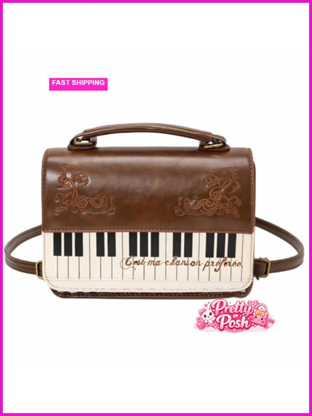 Unique Piano Crossbody Bag Convertible Messenger Backpack Kawaii Music Purse